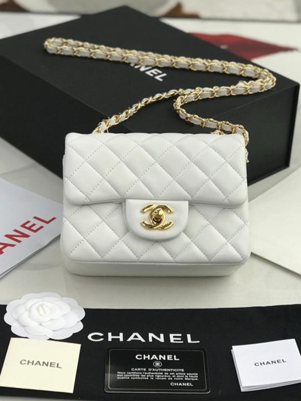 Fashion Chanel White Small Classic Double Flap Shoulder Bag